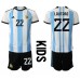Argentina Lautaro Martinez #22 Hjemmedraktsett Barn VM 2022 Korte ermer (+ Korte bukser)